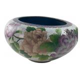 Large Floral Cloisonnï¿½ Enamel Bowl 13x8"