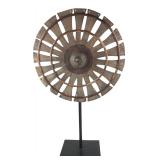 Rustic Wooden Windmill Wheel on Stand