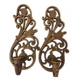 Pair of 1978 Faux Wood Resin Wall Sconces 16" H