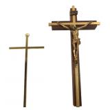 Wooden Wall Crucifix & Gold Tone Metal Cross