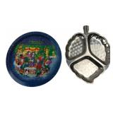 Holiday Tin Tray & Stainless Steel Leaf Dish