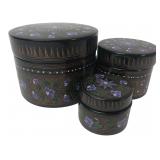 Set of 3 Floral Lacquer Nesting Boxes