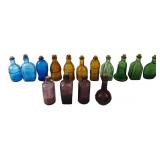 14 Miniature Colored Glass Bottles Taiwan