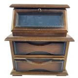 Toyo Wooden Slant Front Musical Jewelry Box