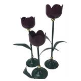 Set of 3 Metal Tulip Candle Holders
