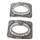 Pair Silver-Tone Beaded Metal Shoe Clips