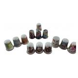 Collection of 12 Porcelain Souvenir Thimbles
