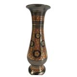 Enameled Brass Floral Vase