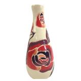 Stylized Floral Rose Ceramic Vase