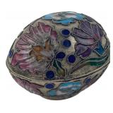 Cloisonnï¿½ Enamel Floral Egg Trinket Box