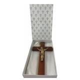 Wood and Metal Wall Crucifix 10"