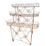 Orange Wire Three-Tier Plant Stand