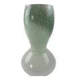 Green and White Mottled Art Glass Vase