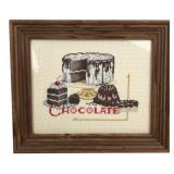 Framed Chocolate Dessert Cross-Stitch Artwork