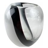 Modern Black and White Swirl Art Glass Vase