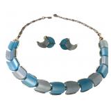 VTG Lisner Moonglow Lucite Necklace & Earring Set