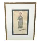 Antique Framed Walking Dress Fashion Print