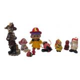Assorted Firefighter Figurines & Troll 2-7 in