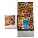NOS Party Maid Fall Floral Tablecover & Napkins