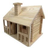 Unfinished Wooden Log Cabin Model