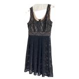London Times Black Geometric Lace Dress Size 4