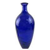 Large Cobalt Blue Hand Blown Glass Bottle Vase