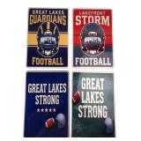 Set of 4 Great Lakes Football Metal Signs 8x12"