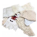 Assorted Lace Doilies & Holiday Linens
