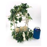 White Metal Birdcage Hanging Candle Holder