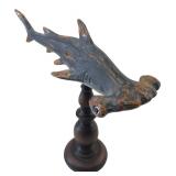 Carved Hammerhead Shark Figure on Resin Base