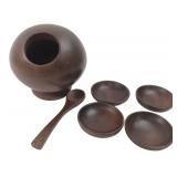 Turned Wood Nut Bowl Set with Spoon