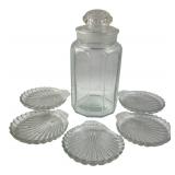 Clear Glass Apothecary Jar & 5 Shell Plates