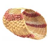 Woven Splint Basket with Pink Rope 23"W 10"H