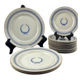 Warwick China Blue Laurel Plates Set of 17