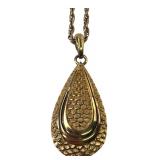 VTG Monet Gold Tone Teardrop Pendant Necklace