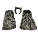 Faux Fur Cat Ears & Leg Warmers Costume Set