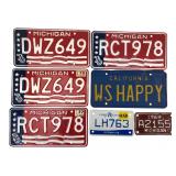 Lot of 7 Michigan & California License Plates