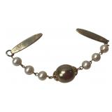 Vintage Gold-Tone Faux Pearl Sweater Guard