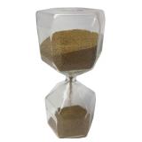 Hexagonal Glass Hourglass with Gold Beads