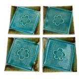 Set of 4 Japanese Style Ceramic Floral Coasters