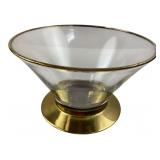 Clear Glass Pedestal Bowl Gold Tone Base