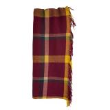 Burgundy Plaid Fringed Throw Blanket 78x60