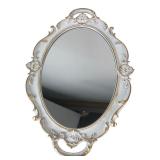 Ornate White & Gold Oval Wall Mirror