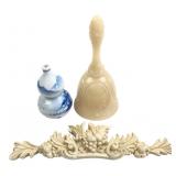 Mixed Decorative Lot - Vase, Bell, Applique