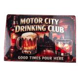 Motor City Drinking Club Metal Sign