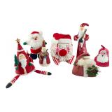 Collection of 6 Folk Art Santa Figures