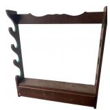 Wooden Four-Rifle Wall Rack with Drawer