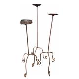 Set of 3 Rustic Metal Floor Candle Stands