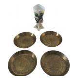 India Brass Coasters & Miniature Floral Vase