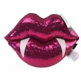 Rachel Zoe Pink Sequin Vampire Lips Pillow
